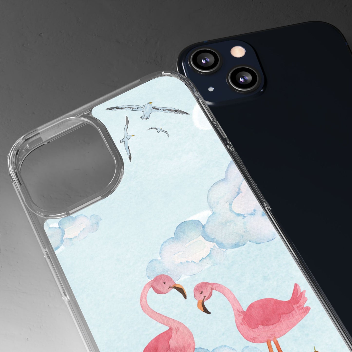 Watercolor Flamingo Phone Case, Clear Phone Case, Tropical Phone Cover, Custom Phone Case