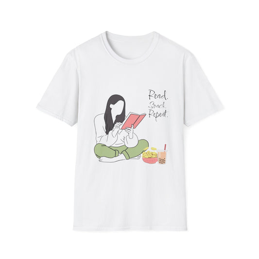 Cozy Reading T-Shirt,Book Lover Shirt, Read Snack Repeat Tee, Casual Gift for Literature Fans, Bookish Apparel, Perfect for Holidays