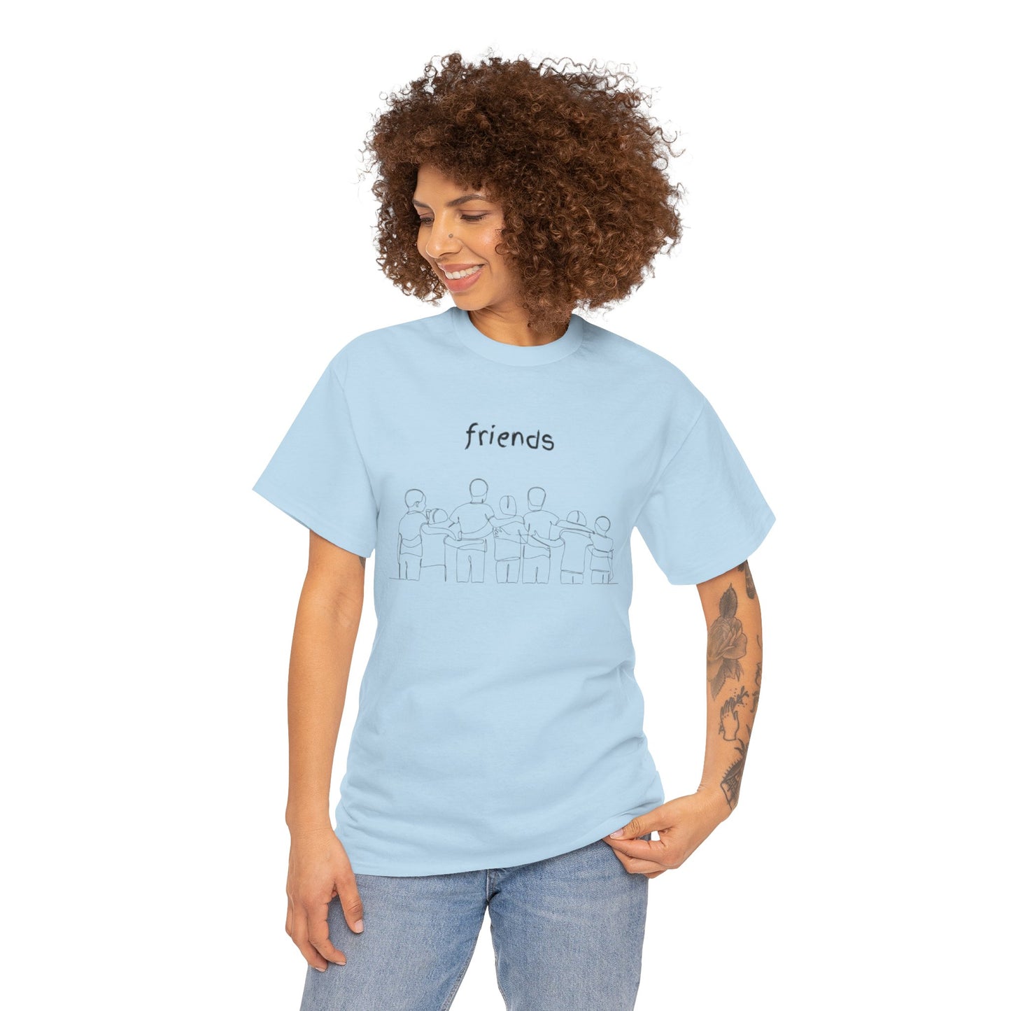 Friends  Heavy Cotton Tee, Casual T-Shirt, Friendship Gift, Relaxed Fit Top, Everyday Wear, Graphic Tee