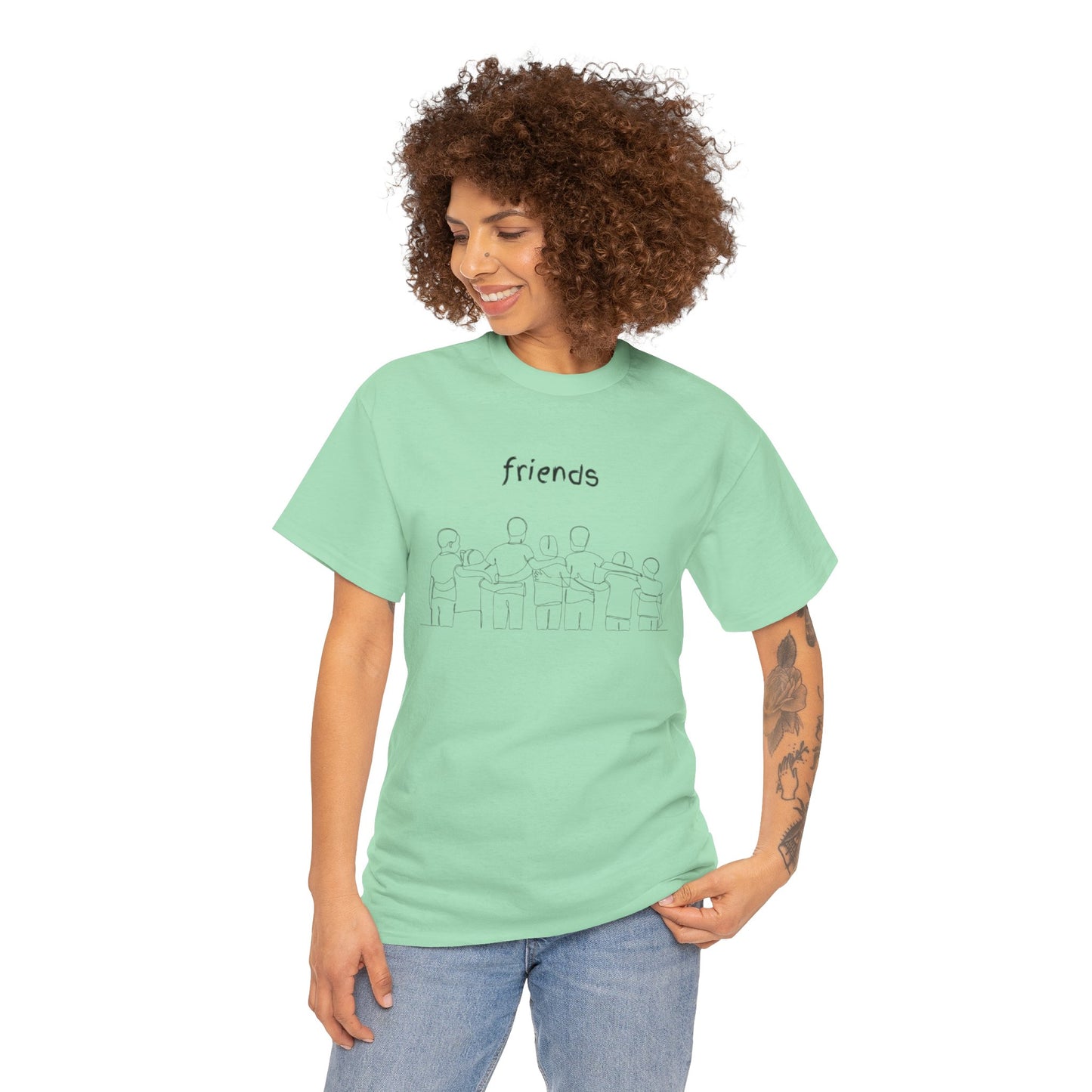 Friends  Heavy Cotton Tee, Casual T-Shirt, Friendship Gift, Relaxed Fit Top, Everyday Wear, Graphic Tee
