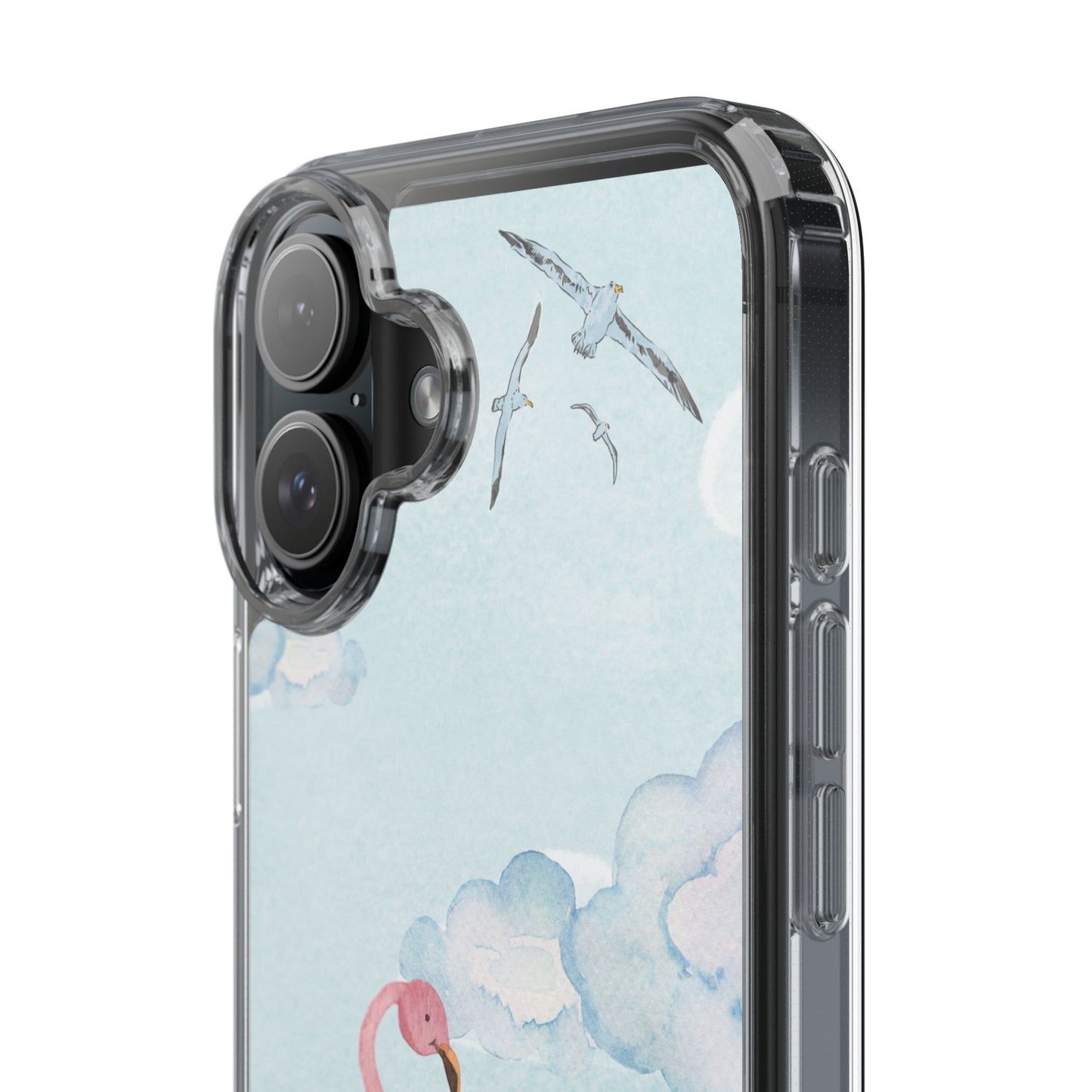Watercolor Flamingo Phone Case, Clear Phone Case, Tropical Phone Cover, Custom Phone Case