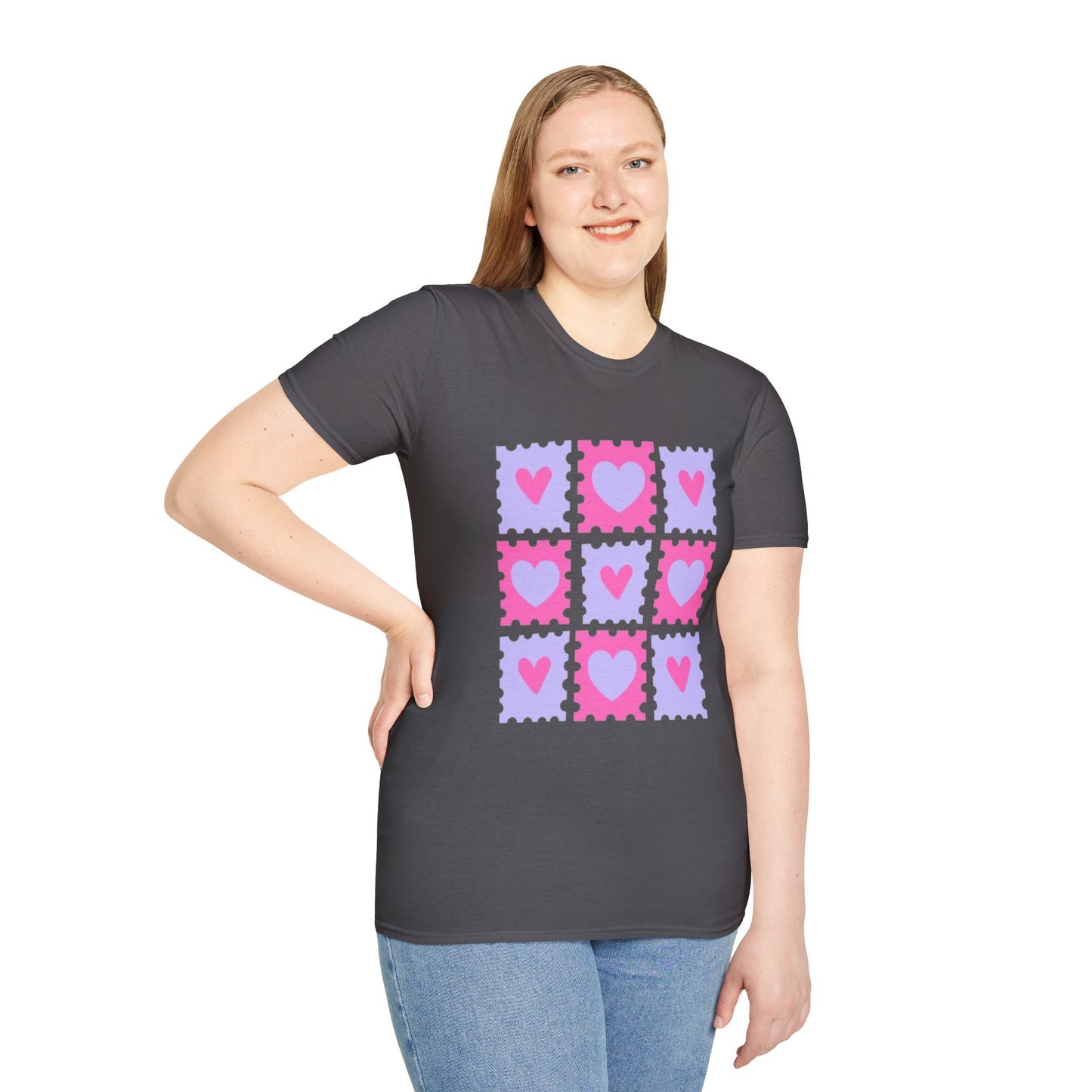 Heart Stamp Softstyle T-Shirt |Women Tee for Valentine's Day, Birthday Gift, Casual Wear