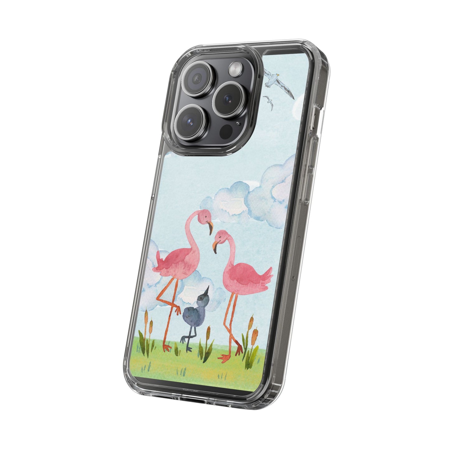 Watercolor Flamingo Phone Case, Clear Phone Case, Tropical Phone Cover, Custom Phone Case