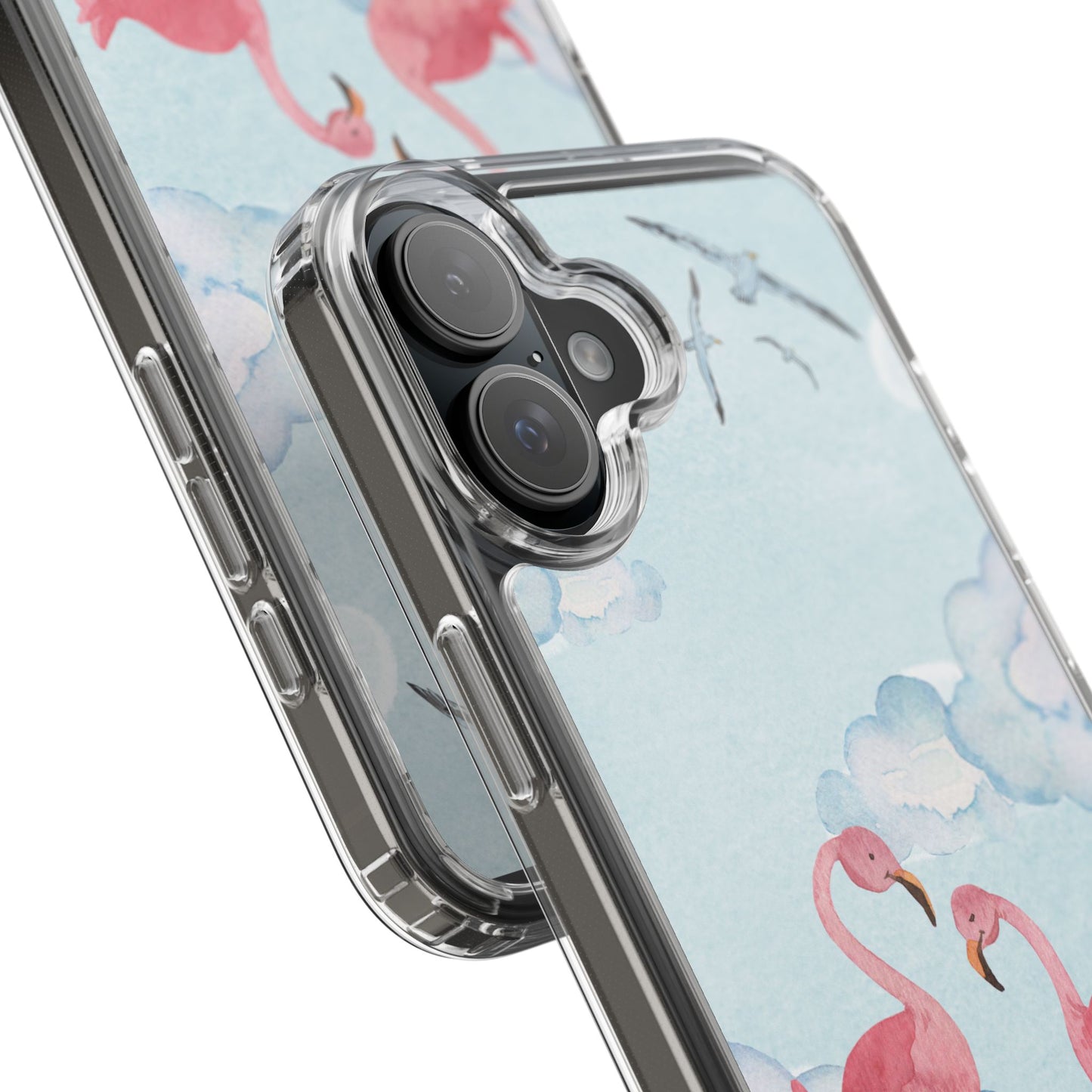 Watercolor Flamingo Phone Case, Clear Phone Case, Tropical Phone Cover, Custom Phone Case