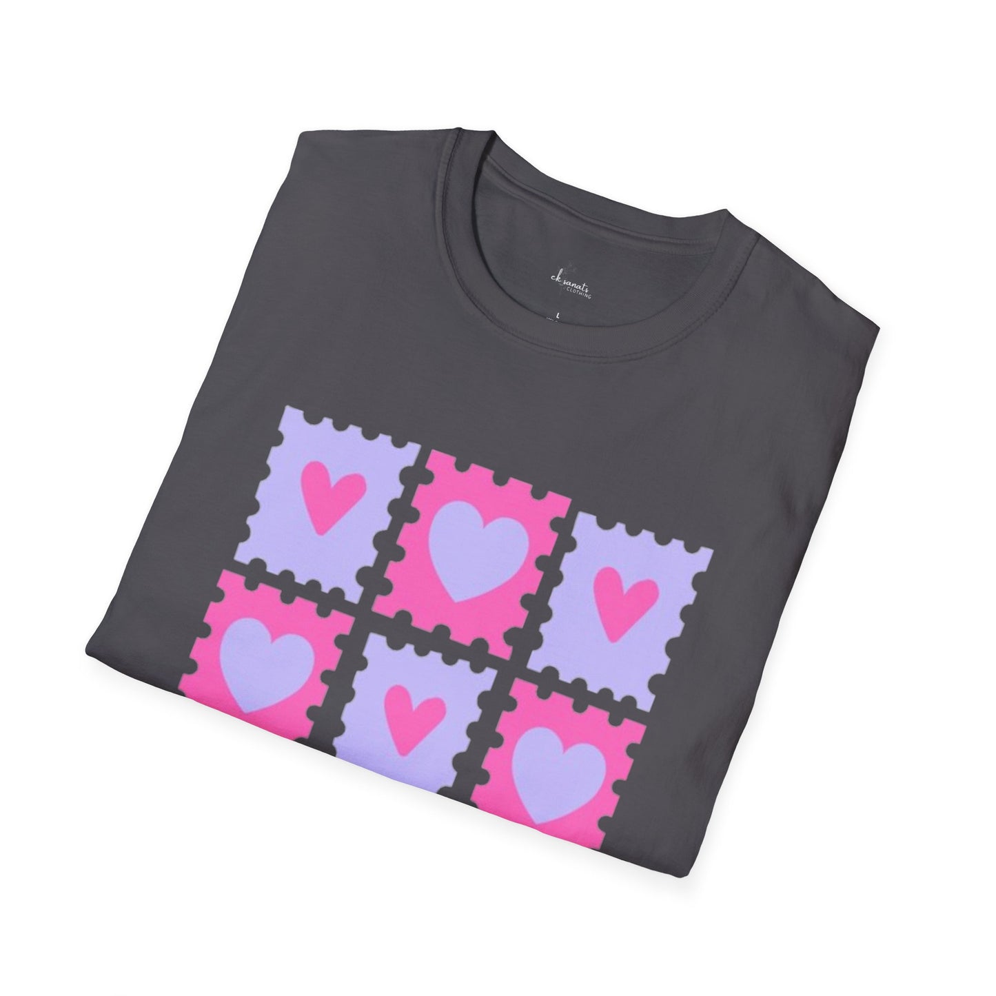 Heart Stamp Softstyle T-Shirt |Women Tee for Valentine's Day, Birthday Gift, Casual Wear