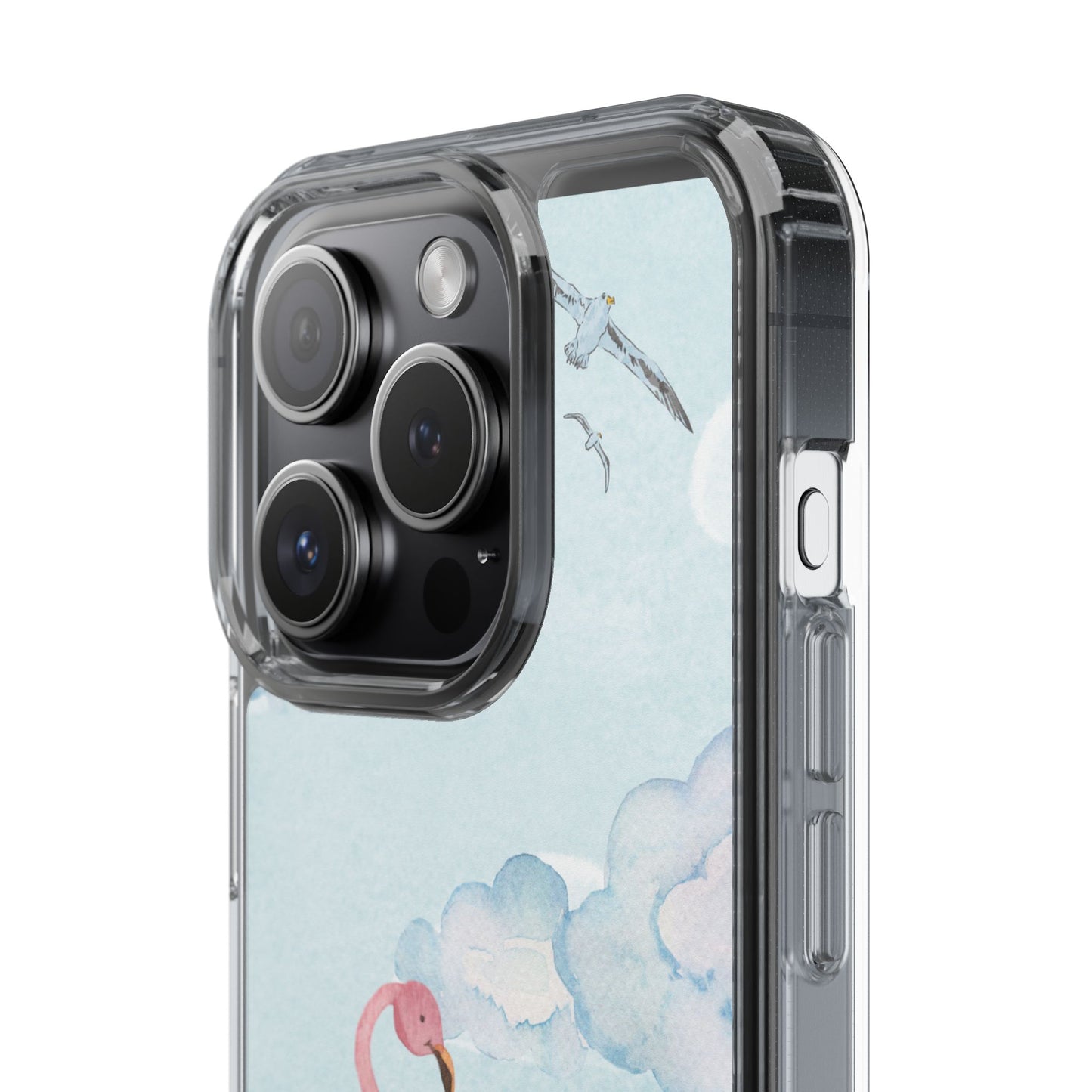Watercolor Flamingo Phone Case, Clear Phone Case, Tropical Phone Cover, Custom Phone Case