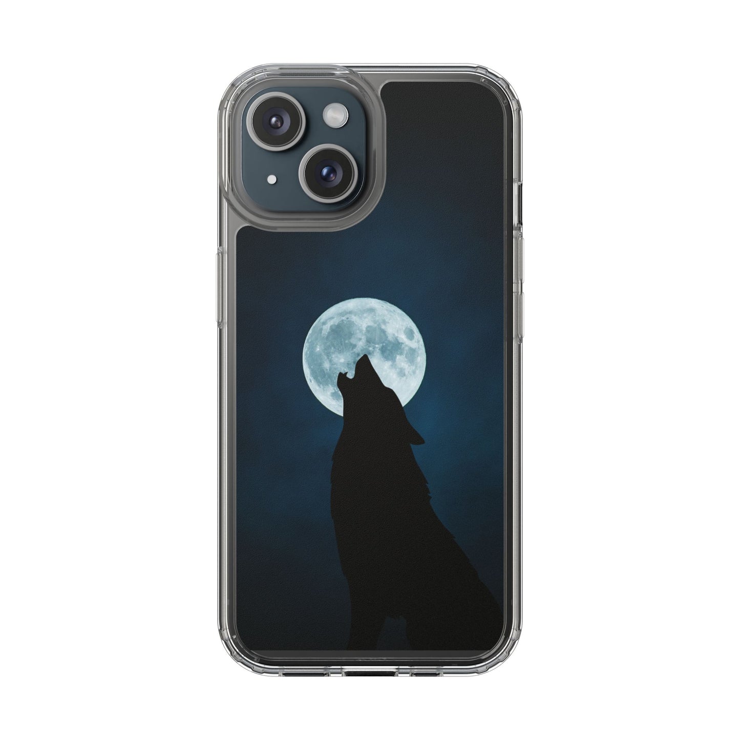 Wolf Clear Phone Case, Moonlit Wolf Design, Gift For Friends, Night Sky Decor