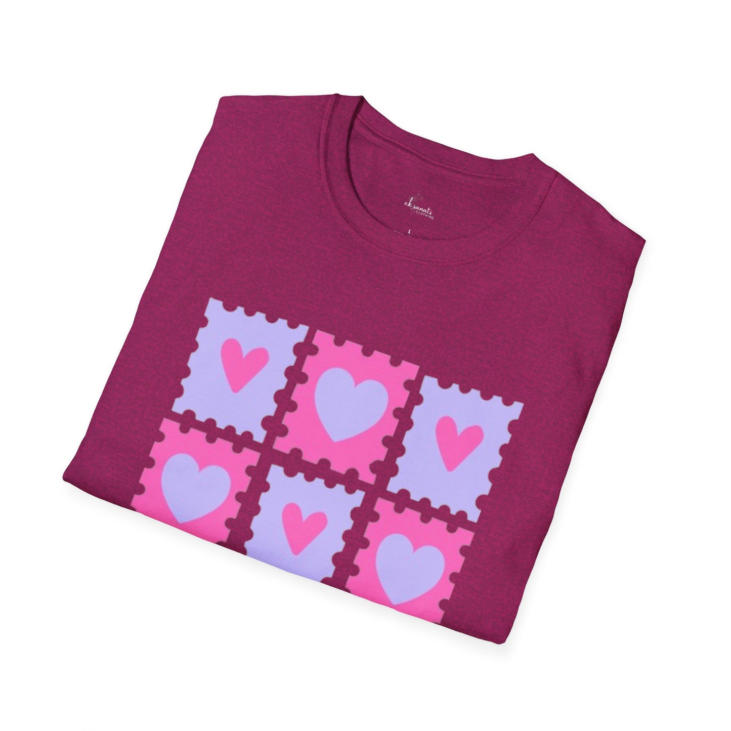 Heart Stamp Softstyle T-Shirt |Women Tee for Valentine's Day, Birthday Gift, Casual Wear
