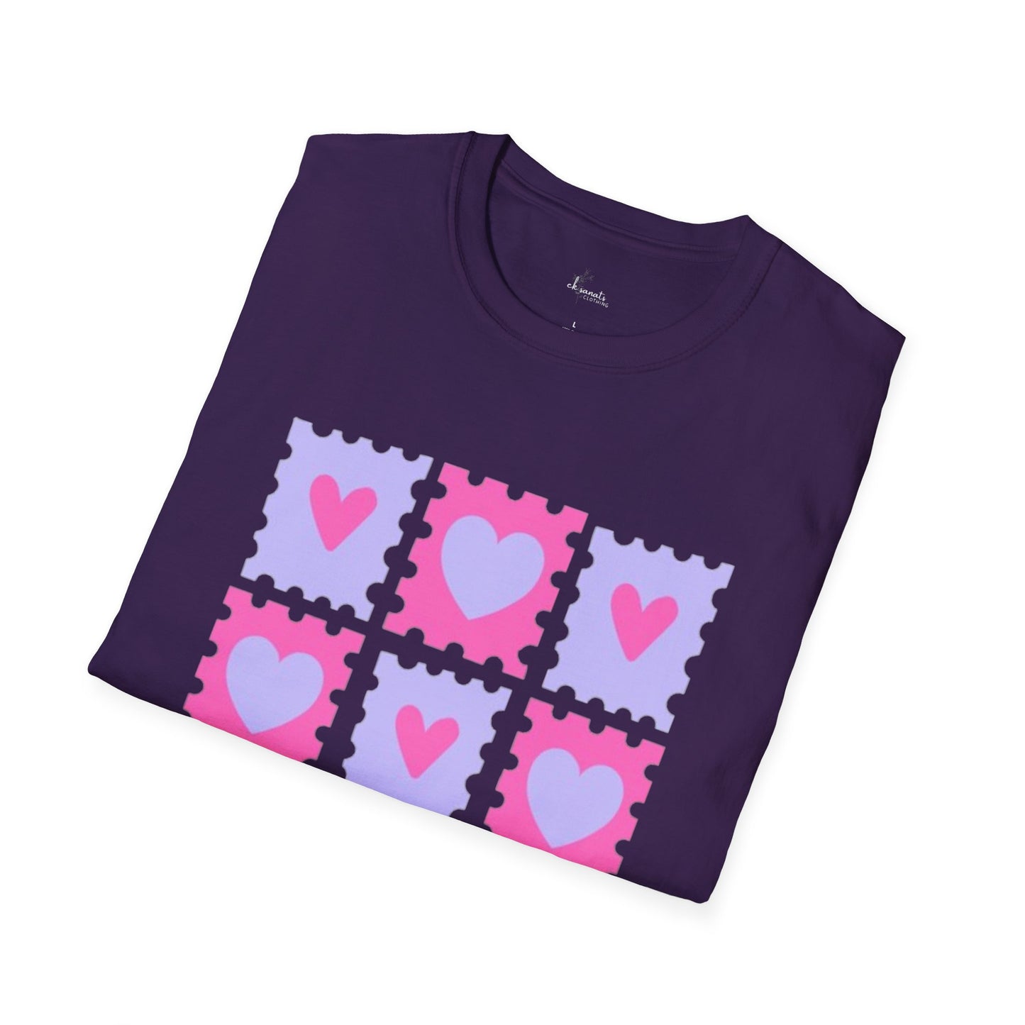 Heart Stamp Softstyle T-Shirt |Women Tee for Valentine's Day, Birthday Gift, Casual Wear