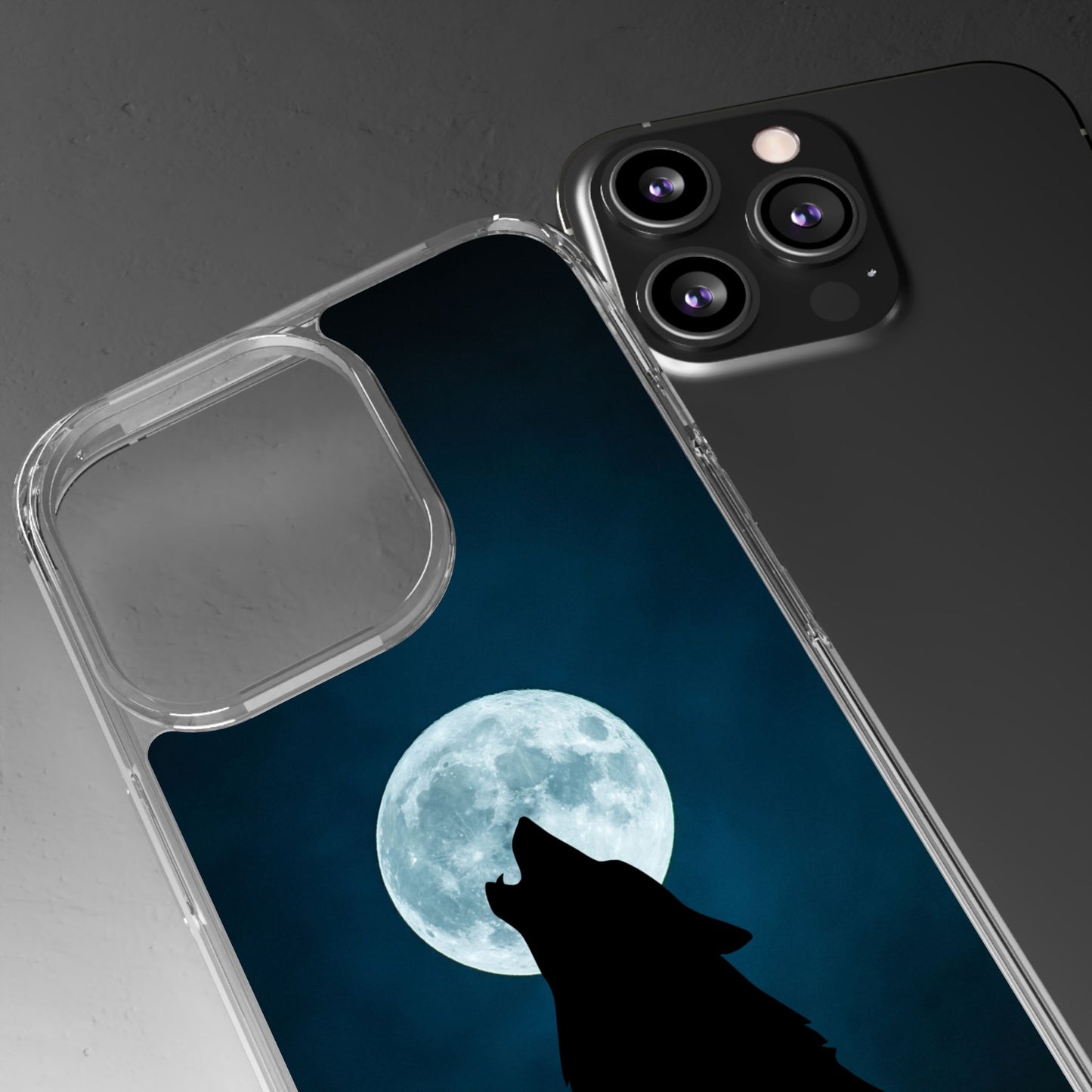 Wolf Clear Phone Case, Moonlit Wolf Design, Gift For Friends, Night Sky Decor