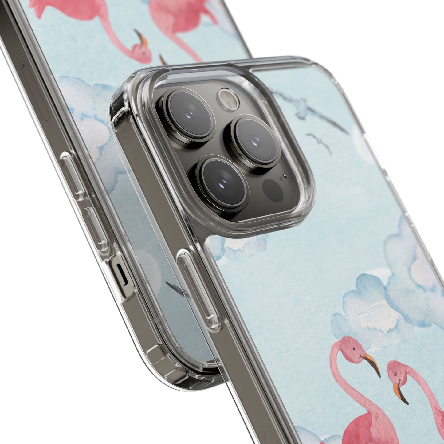 Watercolor Flamingo Phone Case, Clear Phone Case, Tropical Phone Cover, Custom Phone Case