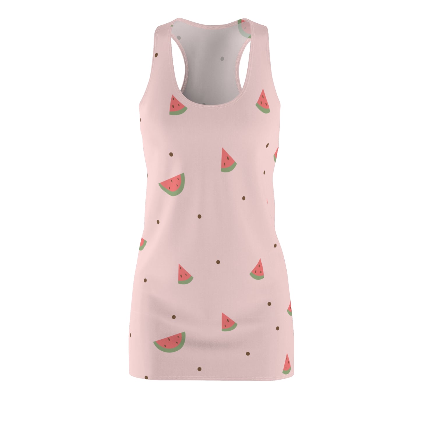 Watermelon Print Racerback Dress for Summer Fun, Cute Casual Dress, Beach Outfit, Vacation Wear, Blush Pink Dress