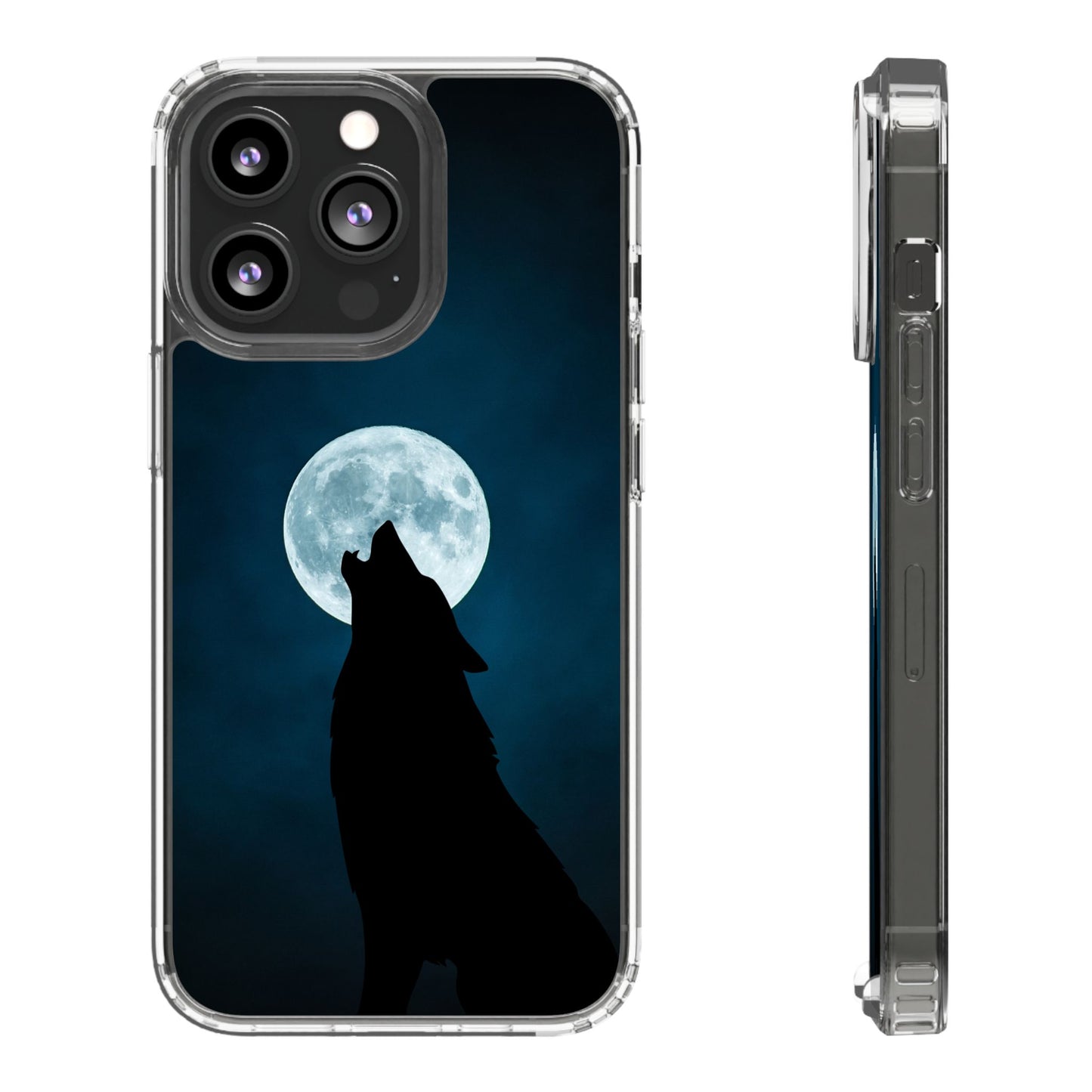 Wolf Clear Phone Case, Moonlit Wolf Design, Gift For Friends, Night Sky Decor