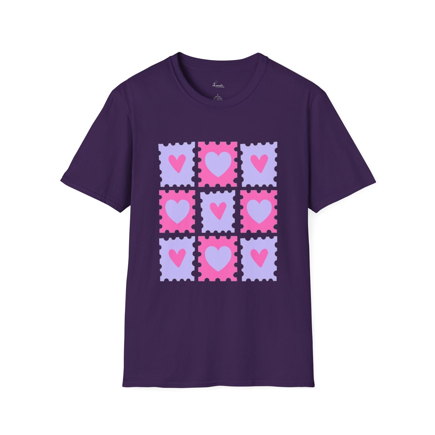 Heart Stamp Softstyle T-Shirt |Women Tee for Valentine's Day, Birthday Gift, Casual Wear