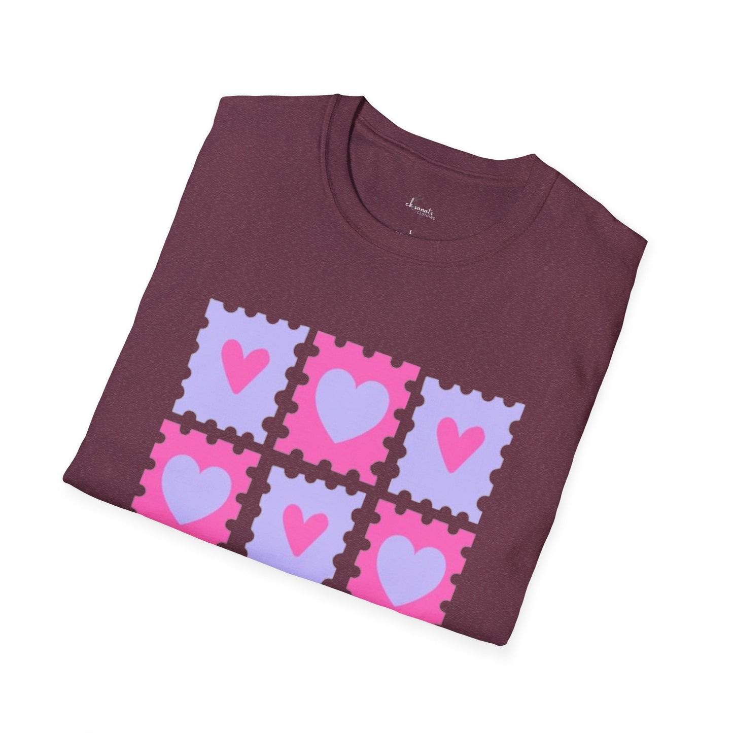 Heart Stamp Softstyle T-Shirt |Women Tee for Valentine's Day, Birthday Gift, Casual Wear