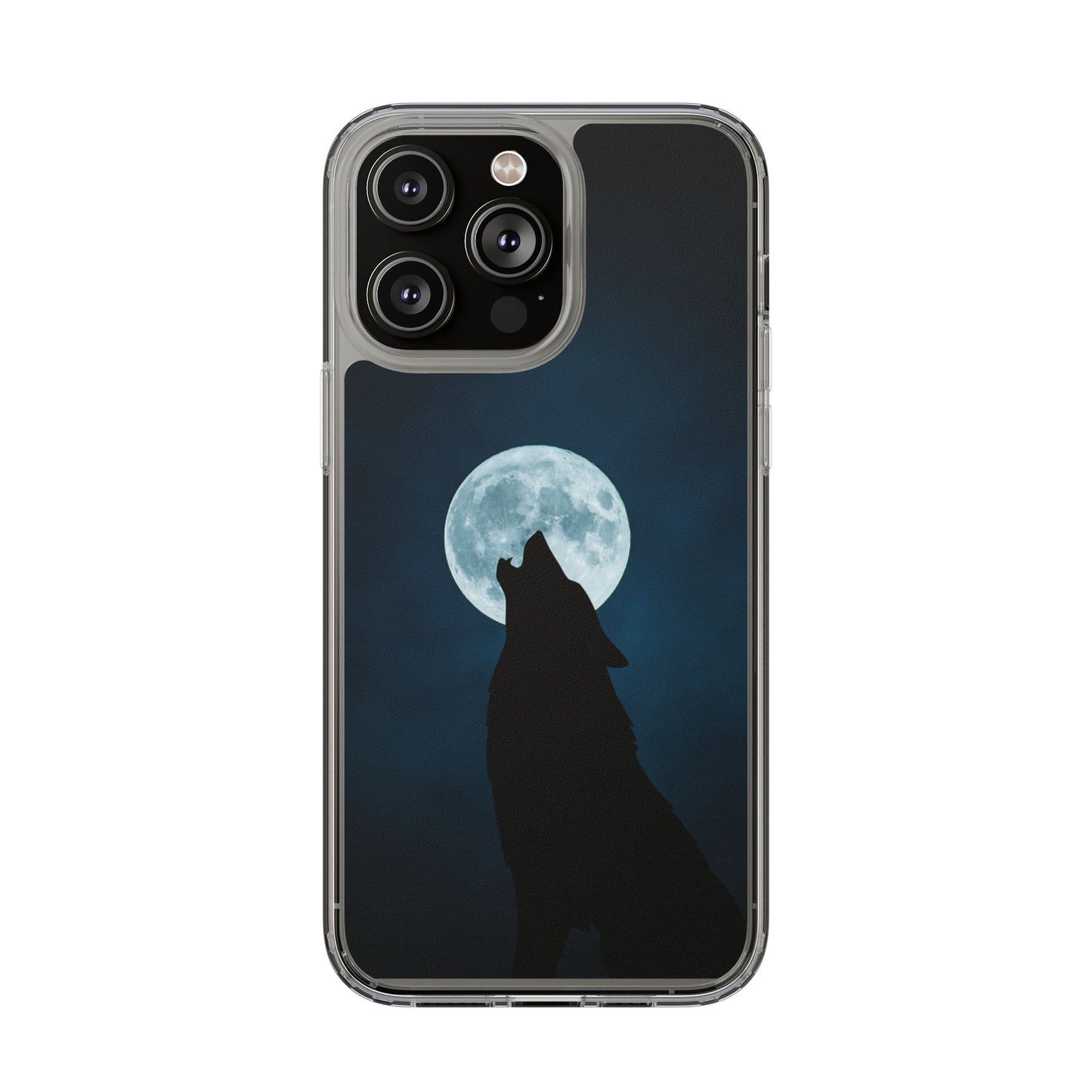 Wolf Clear Phone Case, Moonlit Wolf Design, Gift For Friends, Night Sky Decor