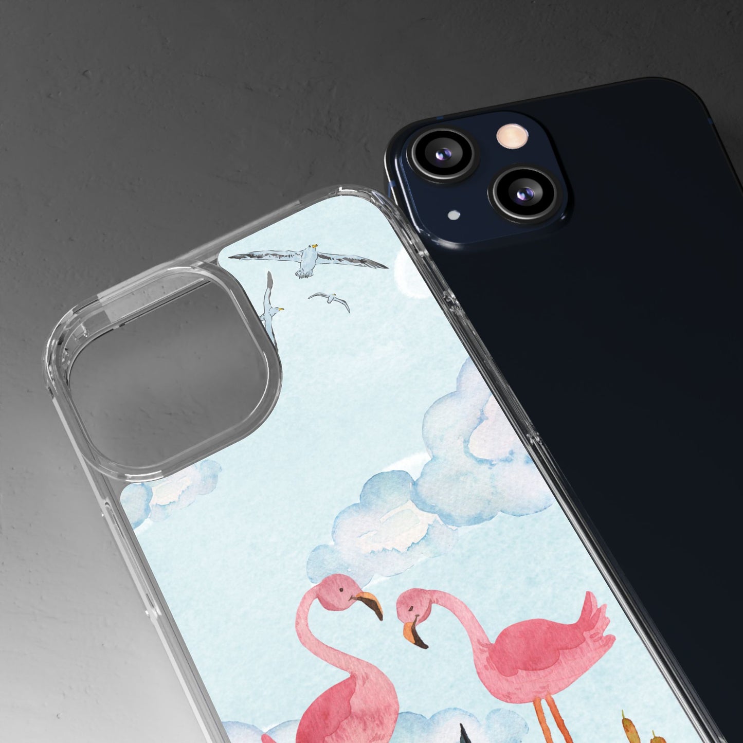 Watercolor Flamingo Phone Case, Clear Phone Case, Tropical Phone Cover, Custom Phone Case