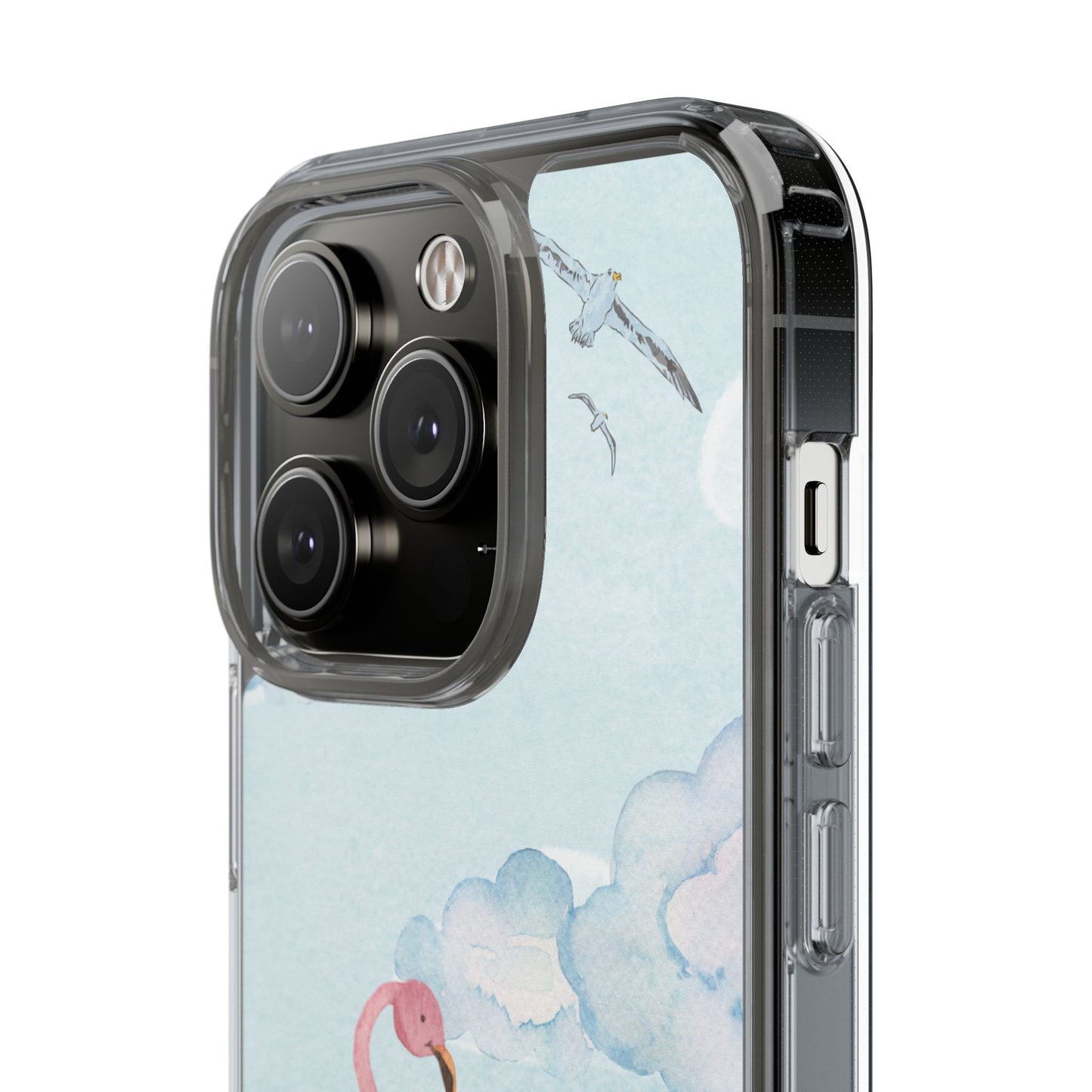 Watercolor Flamingo Phone Case, Clear Phone Case, Tropical Phone Cover, Custom Phone Case