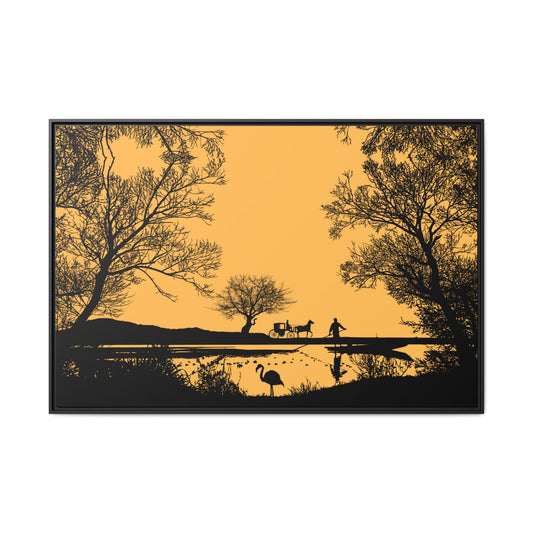 Sunset Silhouette Canvas Art, Framed Wall Decor for Nature Lovers, Great for Home Decor, Unique Gift, Ideal for Living Room