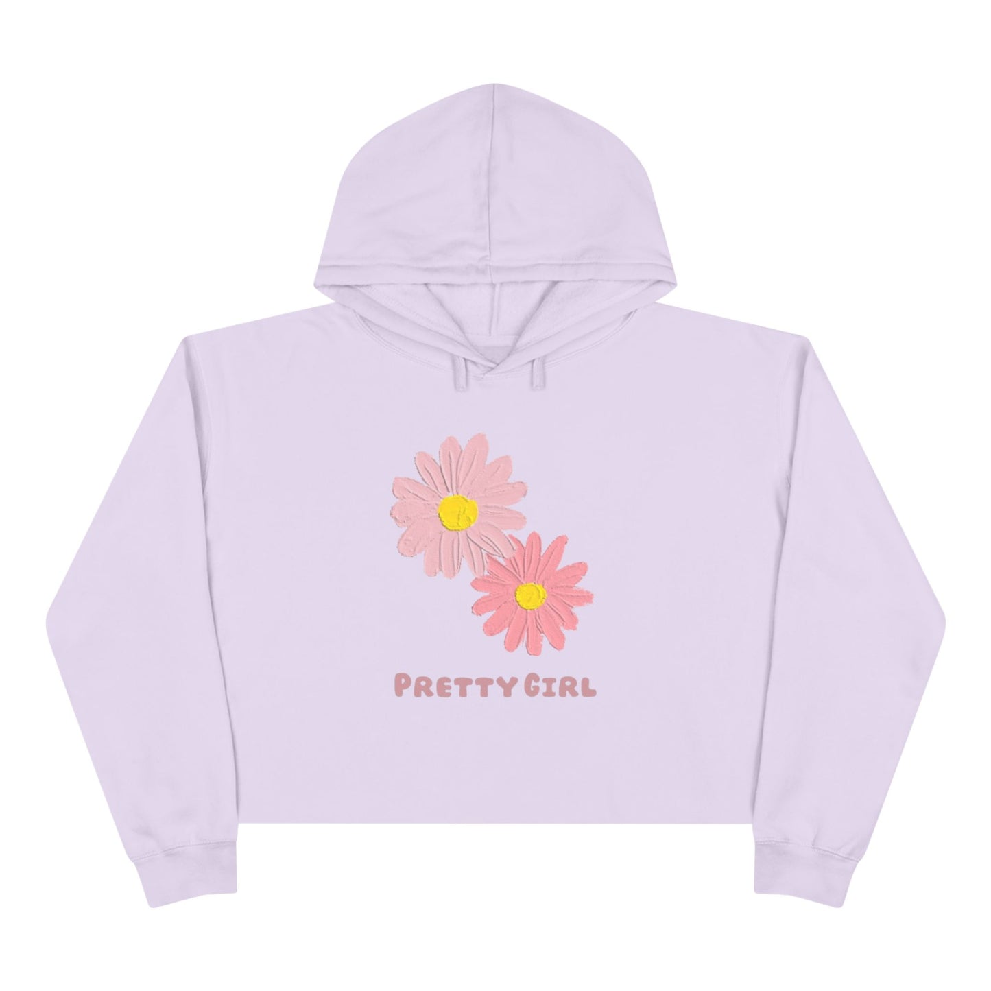 Pretty Girl Crop Hoodie with Cute Floral Design, Stylish Women's Apparel, Trendy Streetwear, Spring Fashion, Gift for Her