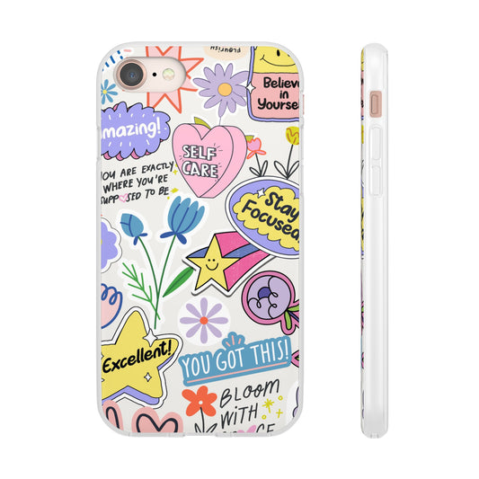 Colorful  Phone Case, Inspirational Flexi Case, Cute Floral Design, Gifts for Friends