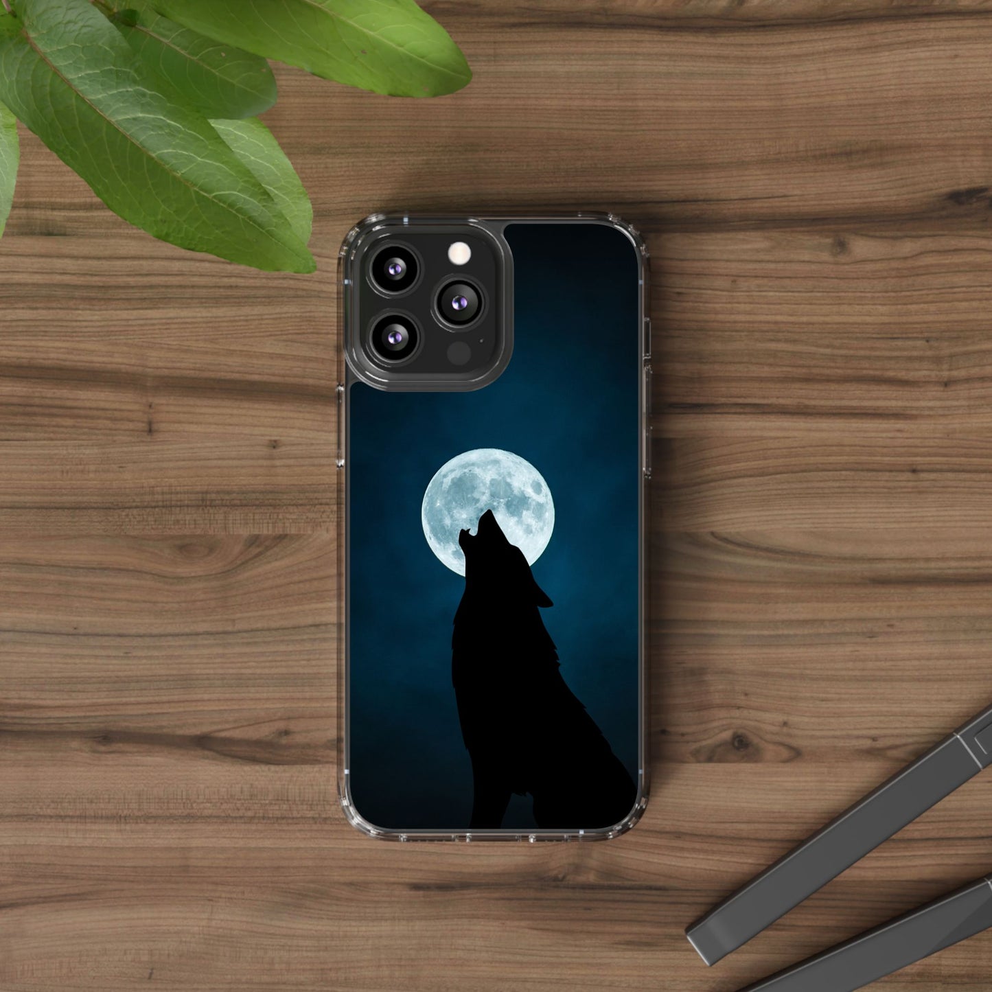 Wolf Clear Phone Case, Moonlit Wolf Design, Gift For Friends, Night Sky Decor