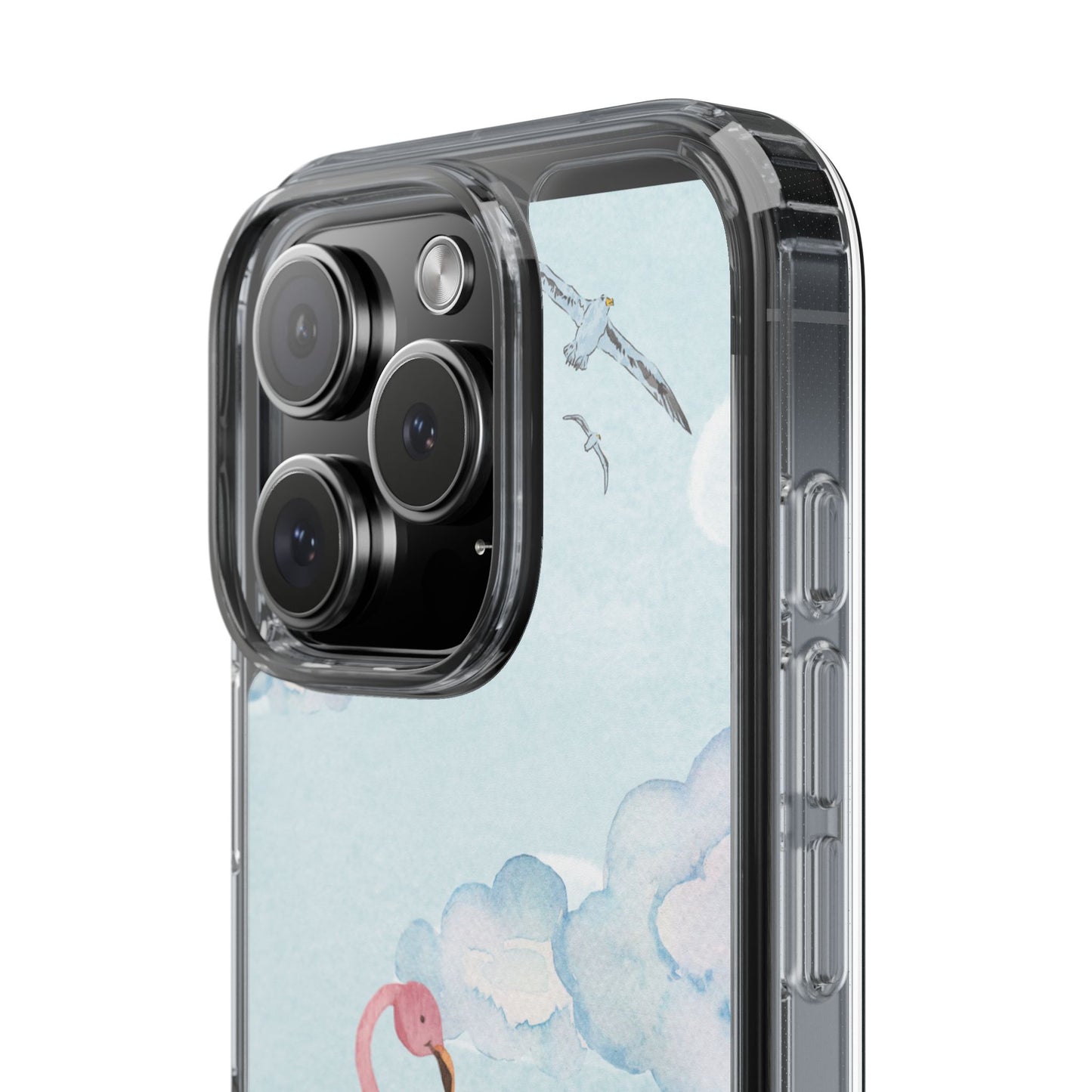 Watercolor Flamingo Phone Case, Clear Phone Case, Tropical Phone Cover, Custom Phone Case