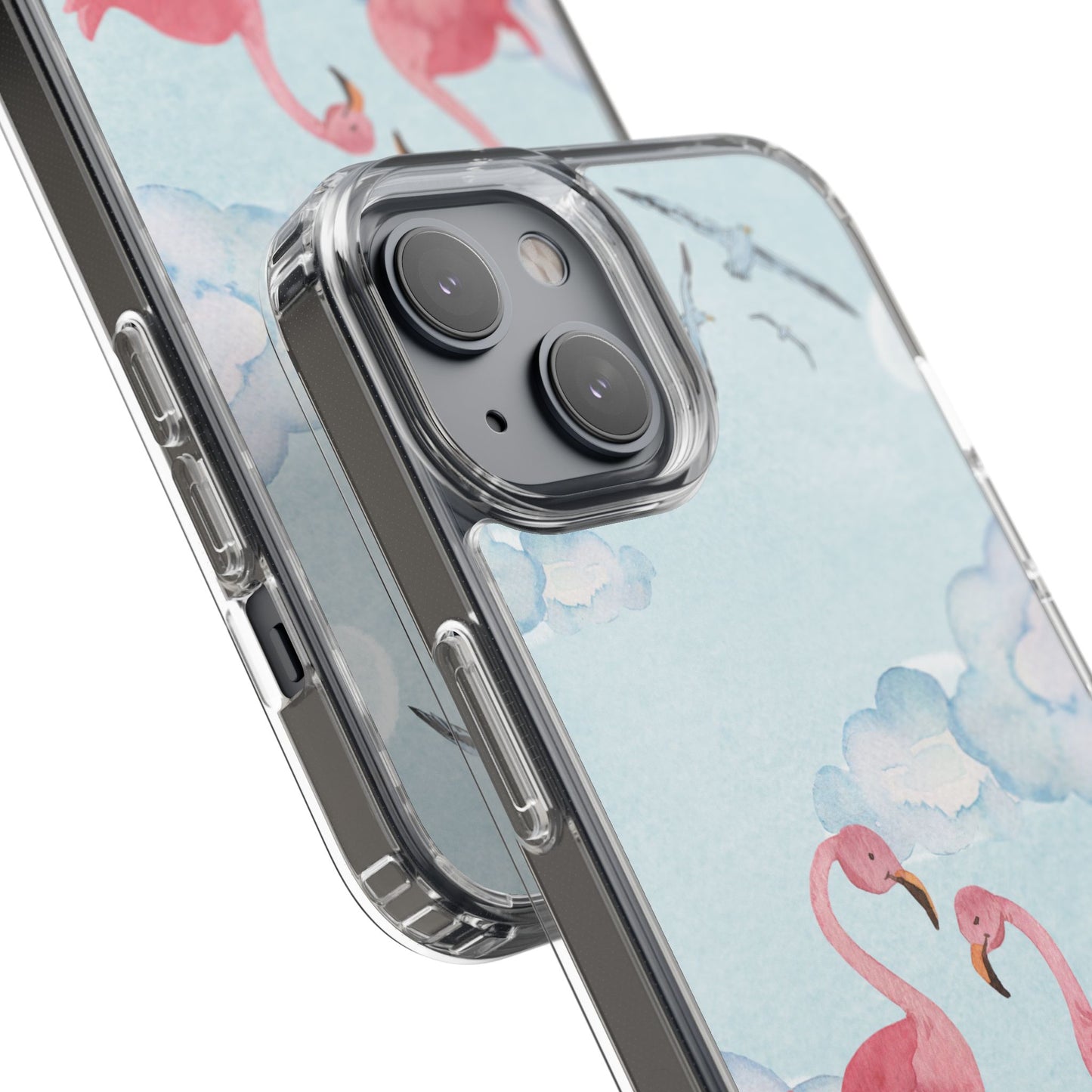 Watercolor Flamingo Phone Case, Clear Phone Case, Tropical Phone Cover, Custom Phone Case