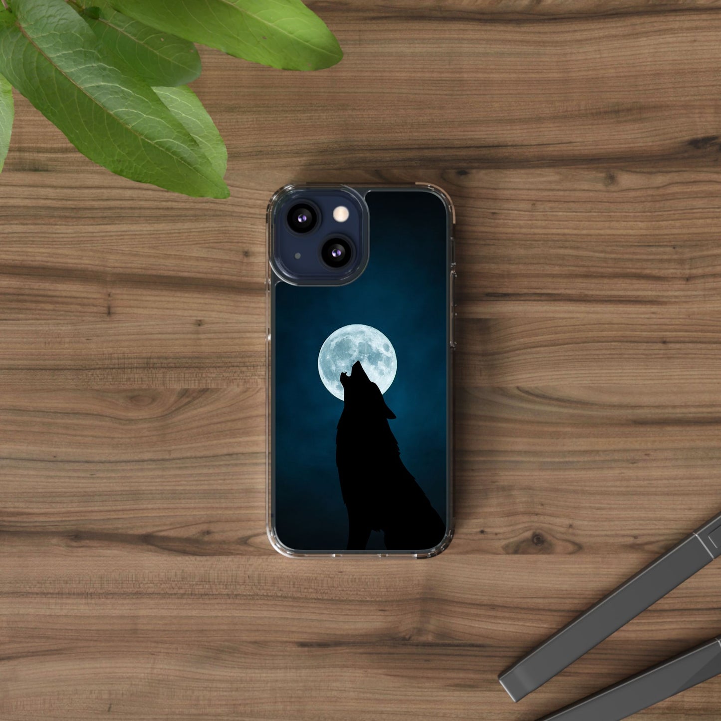 Wolf Clear Phone Case, Moonlit Wolf Design, Gift For Friends, Night Sky Decor