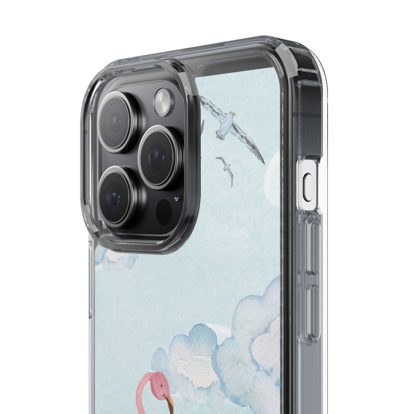Watercolor Flamingo Phone Case, Clear Phone Case, Tropical Phone Cover, Custom Phone Case