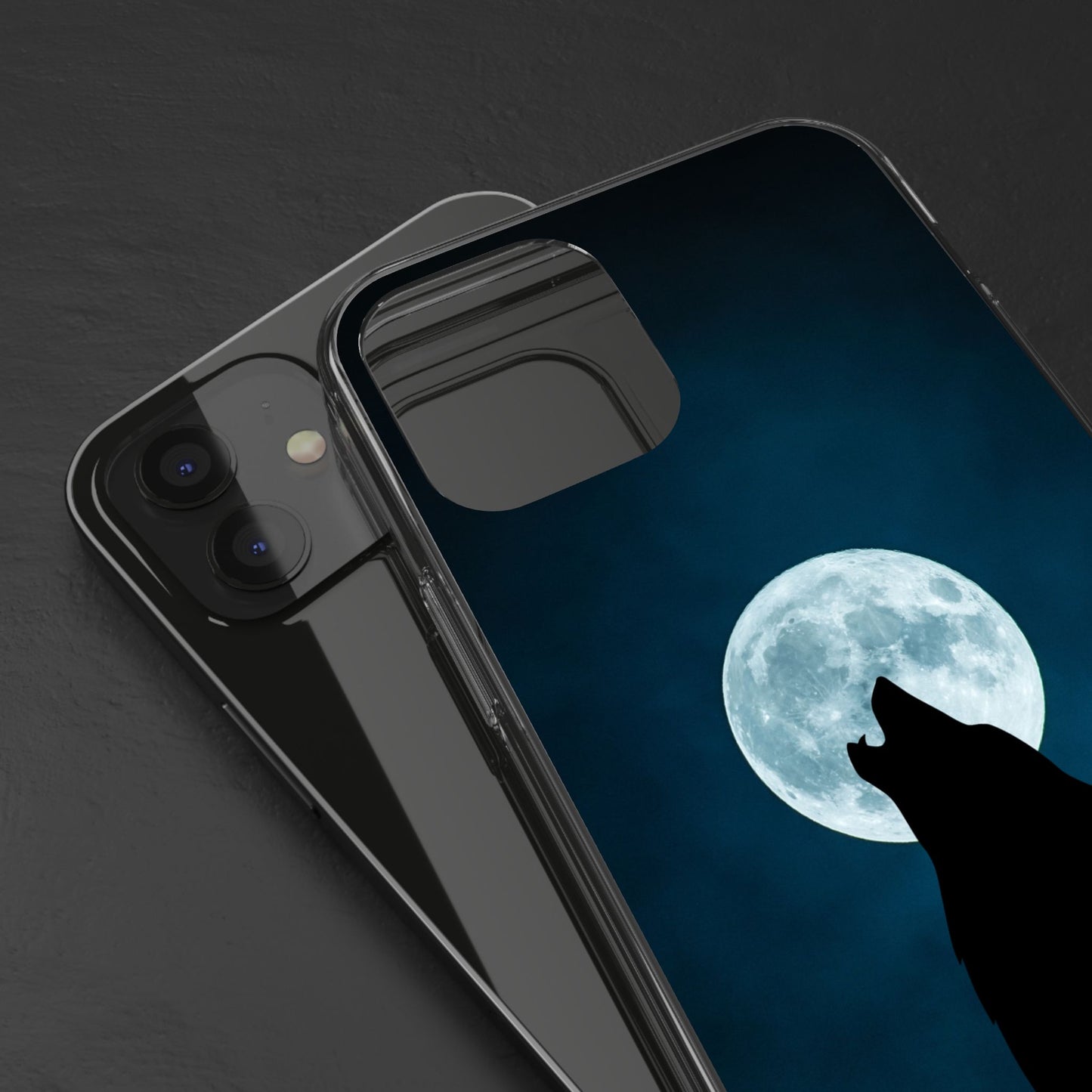 Wolf Clear Phone Case, Moonlit Wolf Design, Gift For Friends, Night Sky Decor