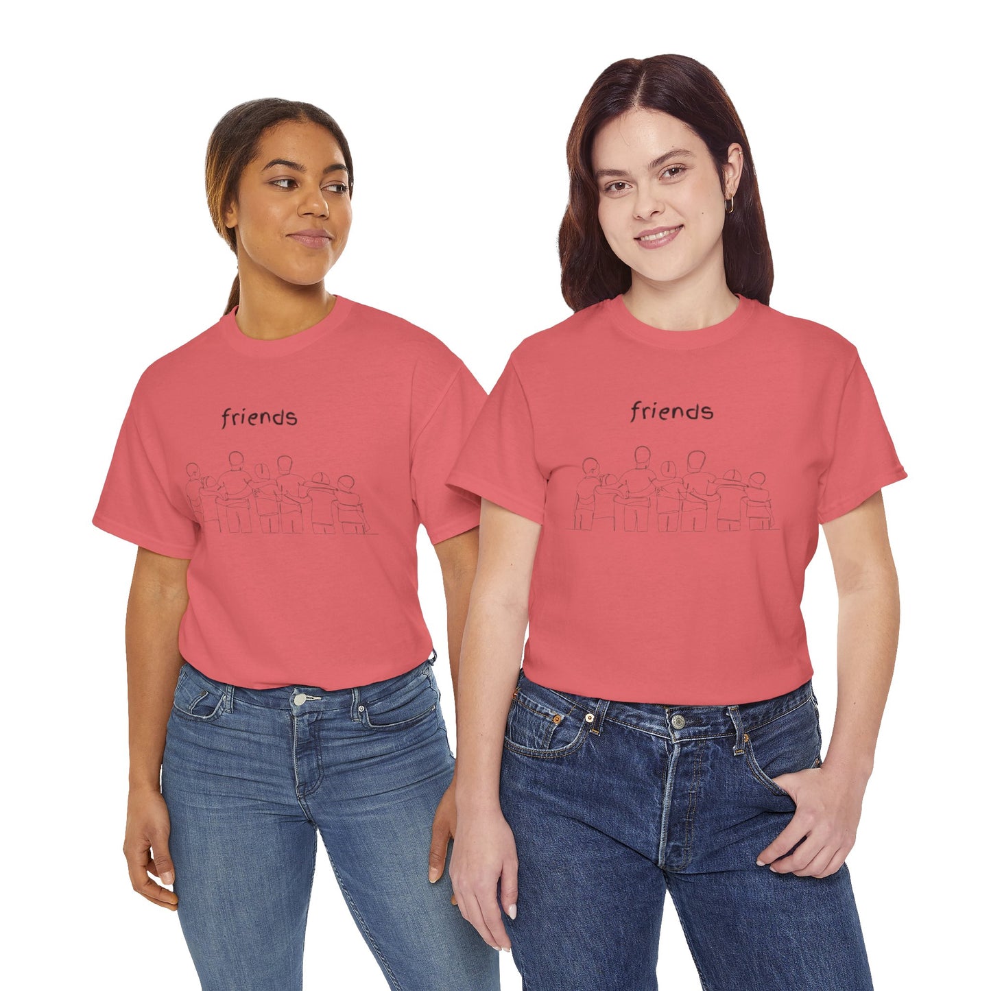 Friends  Heavy Cotton Tee, Casual T-Shirt, Friendship Gift, Relaxed Fit Top, Everyday Wear, Graphic Tee