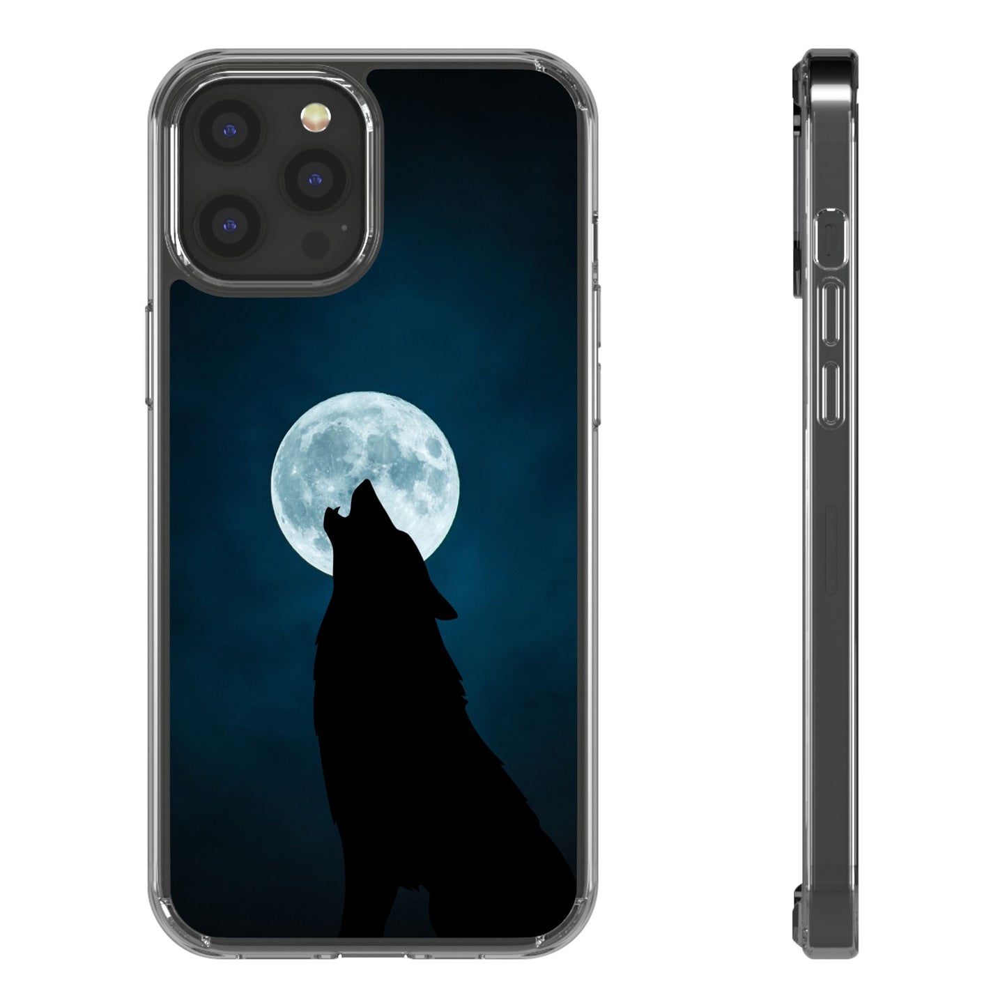 Wolf Clear Phone Case, Moonlit Wolf Design, Gift For Friends, Night Sky Decor
