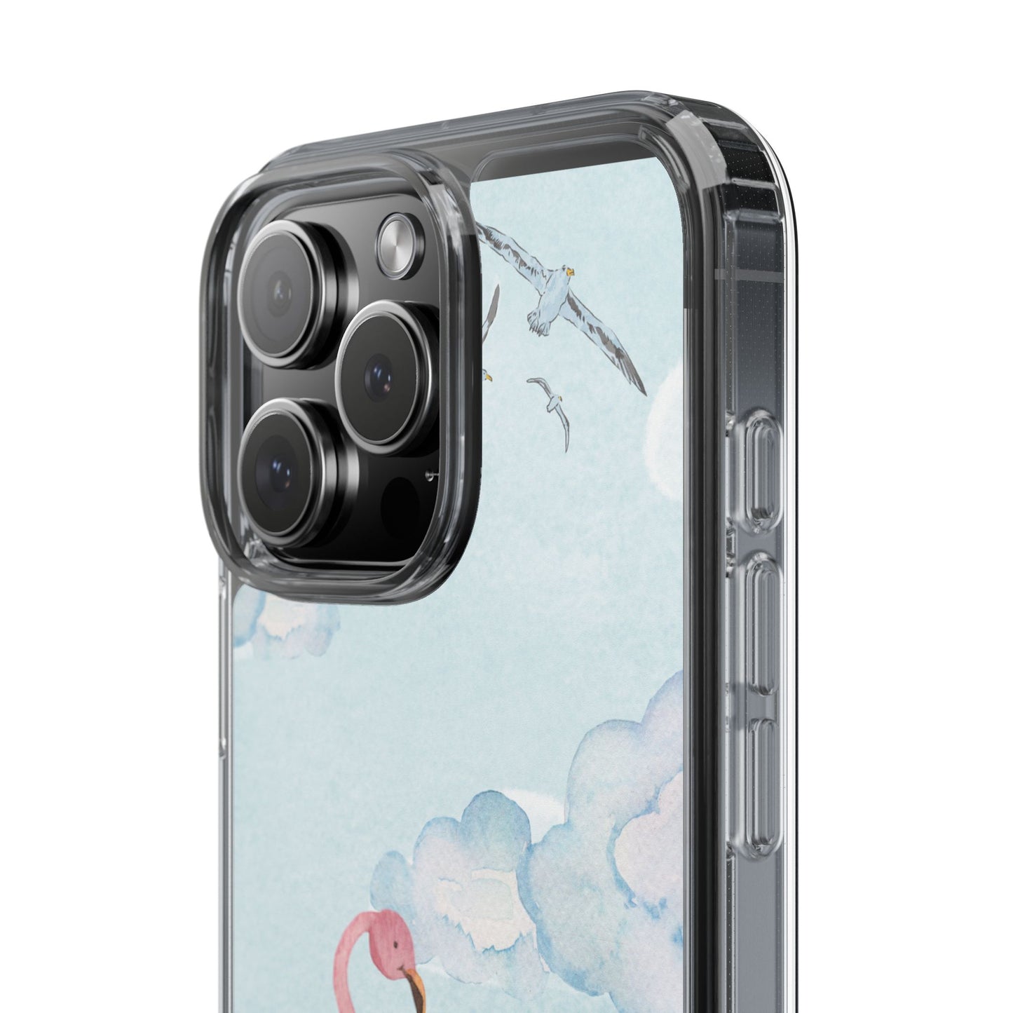 Watercolor Flamingo Phone Case, Clear Phone Case, Tropical Phone Cover, Custom Phone Case