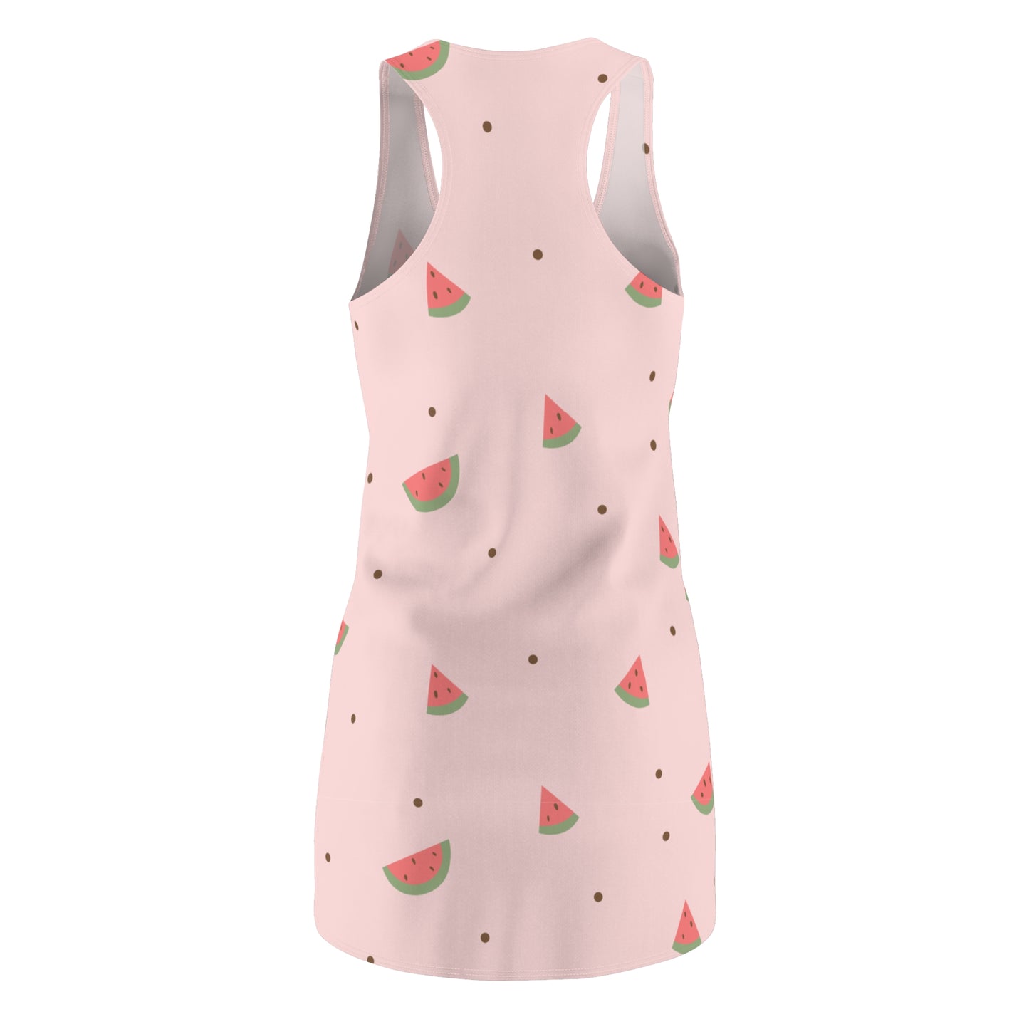 Watermelon Print Racerback Dress for Summer Fun, Cute Casual Dress, Beach Outfit, Vacation Wear, Blush Pink Dress