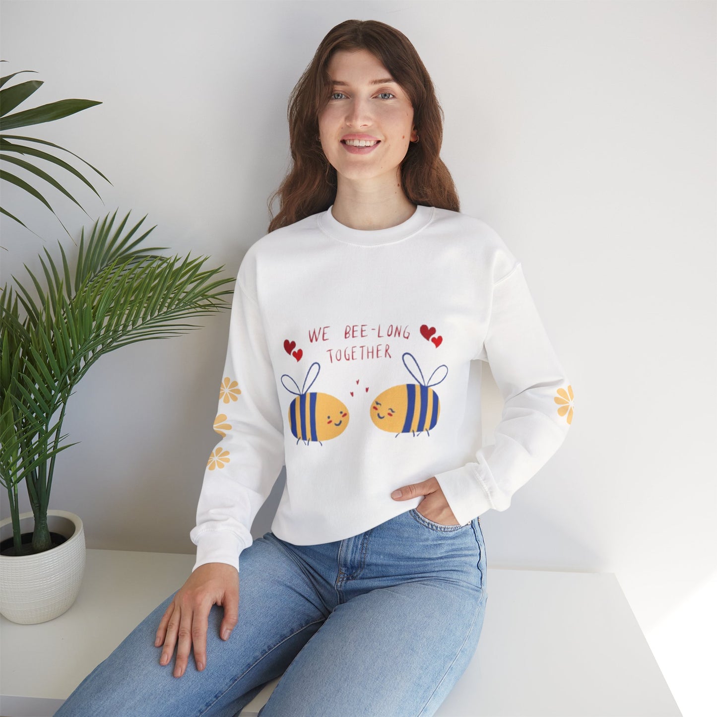Bee-Love Crewneck Sweatshirt - Cozy Fashion, Cute Bee Design, Spring Apparel,
