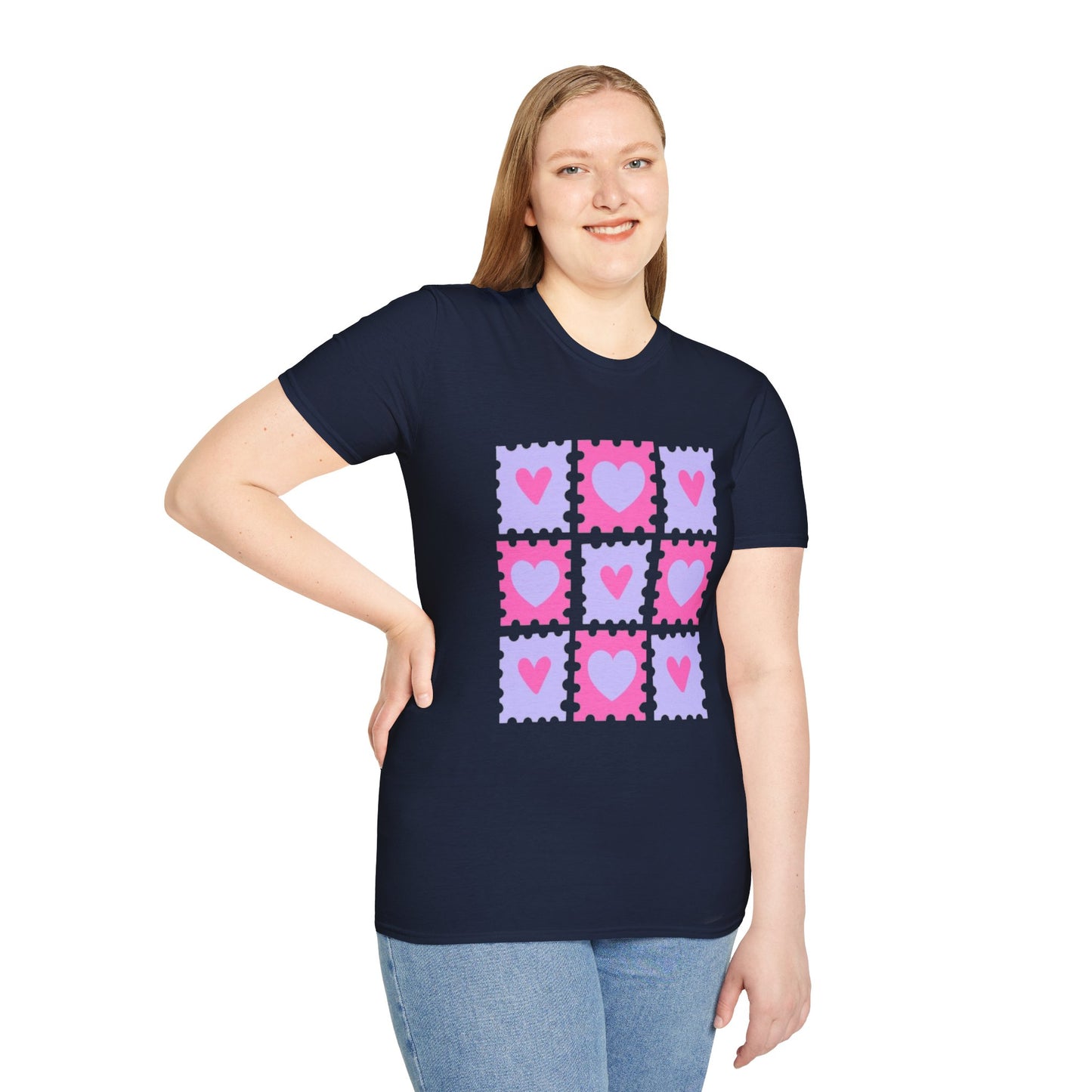 Heart Stamp Softstyle T-Shirt |Women Tee for Valentine's Day, Birthday Gift, Casual Wear
