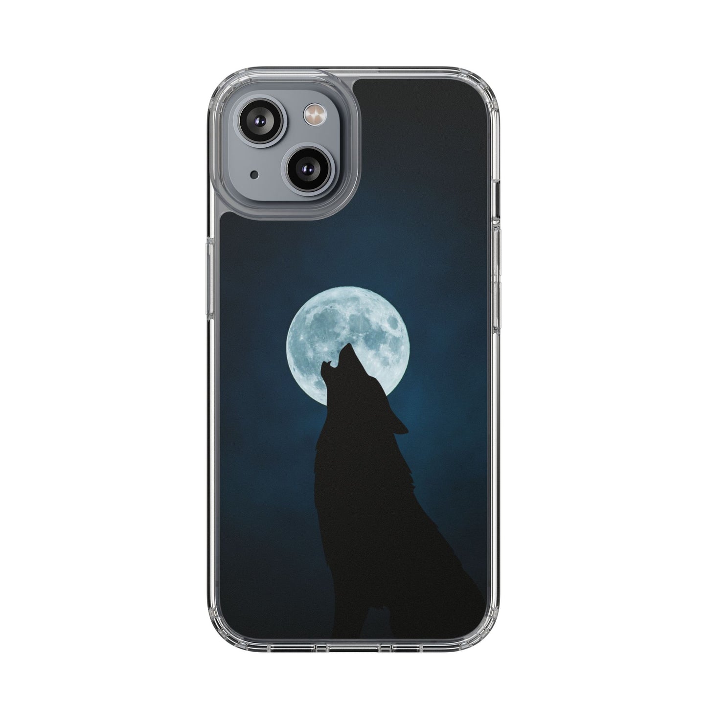 Wolf Clear Phone Case, Moonlit Wolf Design, Gift For Friends, Night Sky Decor