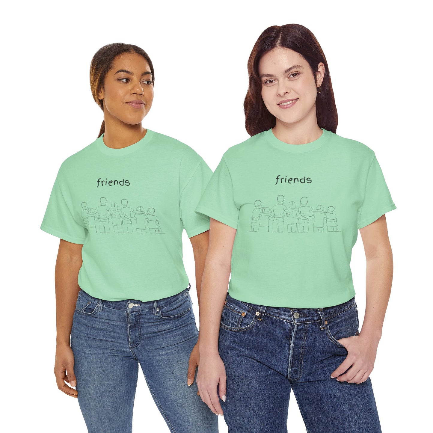 Friends  Heavy Cotton Tee, Casual T-Shirt, Friendship Gift, Relaxed Fit Top, Everyday Wear, Graphic Tee